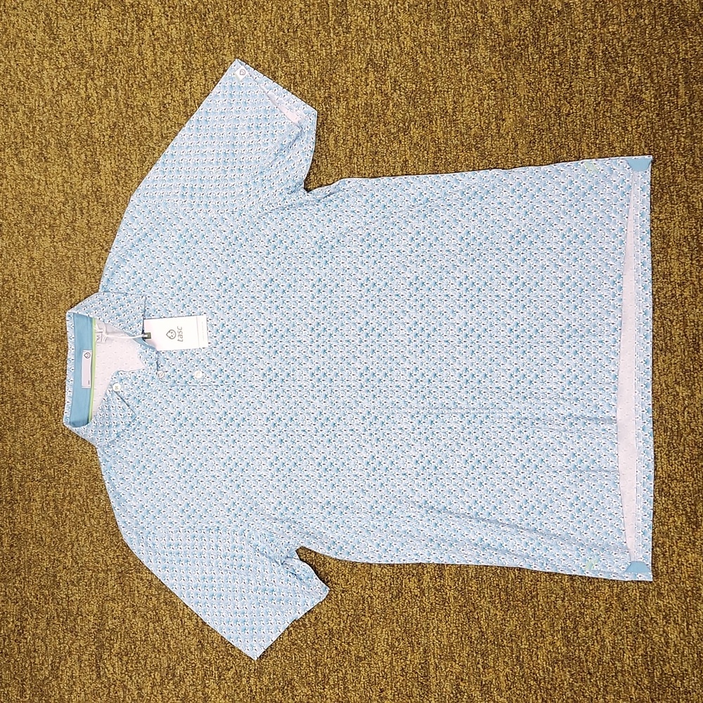 Mens Tasc Polo, Blue Peacock Pattern